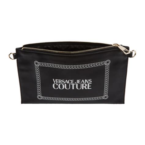 versace jeans couture black stamped logo pouch|versace jeans couture slides.